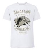 Męska koszulka z nadrukiem - Education Is More Powerful Weapon - obrazek 2