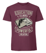 Męska koszulka z nadrukiem - Education Is More Powerful Weapon - obrazek 3