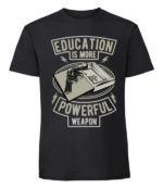 Męska koszulka z nadrukiem - Education Is More Powerful Weapon - obrazek 4