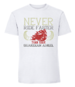 Męska koszulka z nadrukiem - Never Ride Faster Than Your Guardian Angel Can Fly - obrazek 3