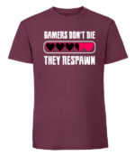 Męska koszulka z nadrukiem - Gamers Dont Die They Respawn - obrazek 7