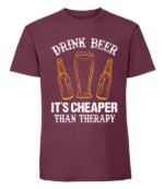 Męska koszulka z nadrukiem - Drink Beer Its Cheaper Than Therapy - obrazek 6