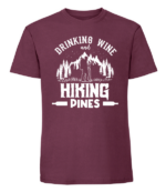 Męska koszulka z nadrukiem - Drinking Wine And Hiking Pines - obrazek 6