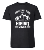 Męska koszulka z nadrukiem - Drinking Wine And Hiking Pines - obrazek 8