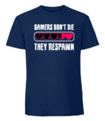 Męska koszulka z nadrukiem - Gamers Dont Die They Respawn - obrazek 2