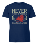 Męska koszulka z nadrukiem - Never Ride Faster Than Your Guardian Angel Can Fly - obrazek 2