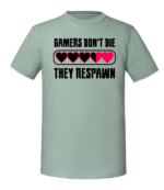 Męska koszulka z nadrukiem - Gamers Dont Die They Respawn - obrazek 6