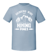 Męska koszulka z nadrukiem - Drinking Wine And Hiking Pines - obrazek 3