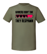 Męska koszulka z nadrukiem - Gamers Dont Die They Respawn - obrazek 5