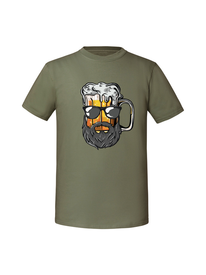 AL00008_olive.png Męska koszulka z nadrukiem – piwo broda - obrazek 1