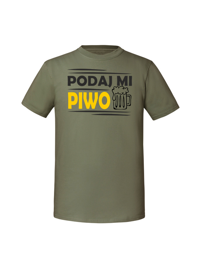 AL00010_olive.png Męska koszulka z nadrukiem – Podaj mi piwo - obrazek 1