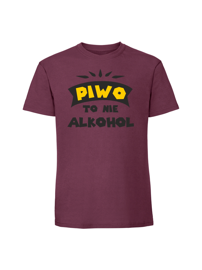 AL00021_burgundowa.png Męska koszulka z nadrukiem – PIWO TO NIE ALKOHOL v2 - obrazek 1