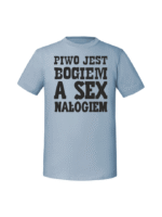 Męska koszulka  z nadrukiem – Piwo jest bogiem a sex nałogiem - obrazek 6
