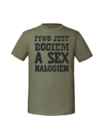Męska koszulka  z nadrukiem – Piwo jest bogiem a sex nałogiem - obrazek 3
