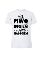 Męska koszulka  z nadrukiem – PIWO JEST BOGIEM - obrazek 7