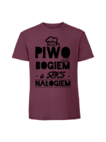 Męska koszulka  z nadrukiem – PIWO JEST BOGIEM - obrazek 4