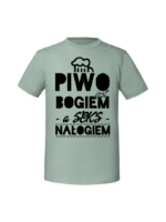 Męska koszulka  z nadrukiem – PIWO JEST BOGIEM - obrazek 6