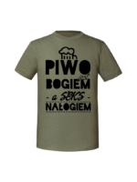 Męska koszulka  z nadrukiem – PIWO JEST BOGIEM - obrazek 3