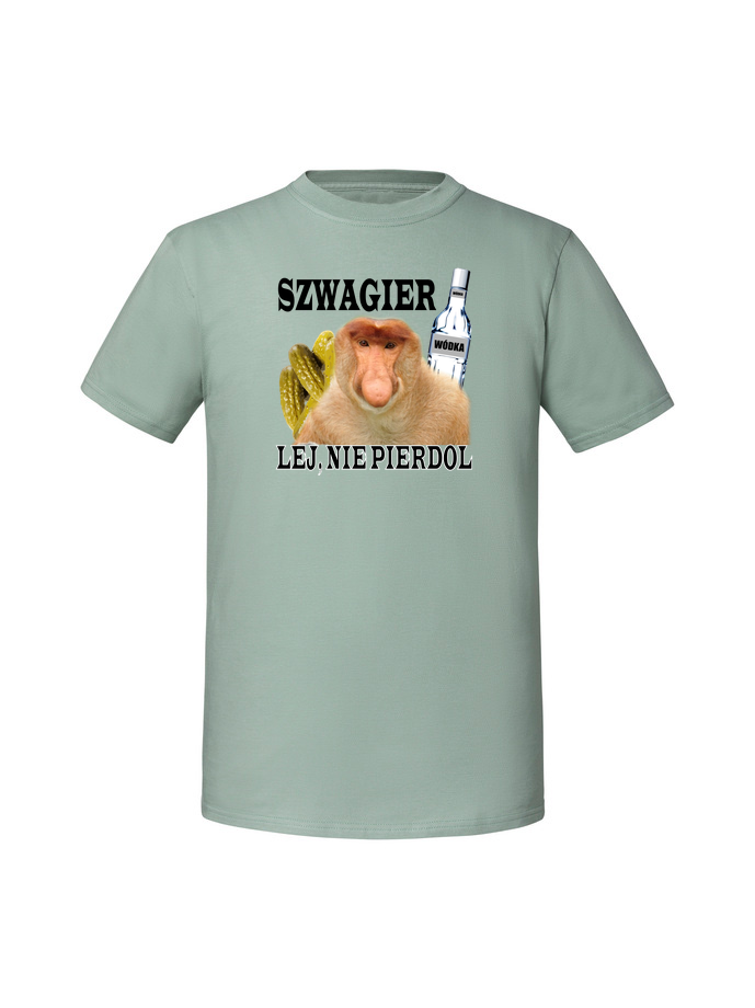 AL00050_mietowa.png Męska koszulka z nadrukiem – Szwagier lej nie pierdol - obrazek 1