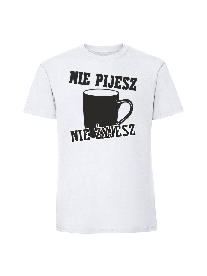 AL00052_biala.png Męska koszulka z nadrukiem – nie pijesz nie żyjesz - obrazek 1