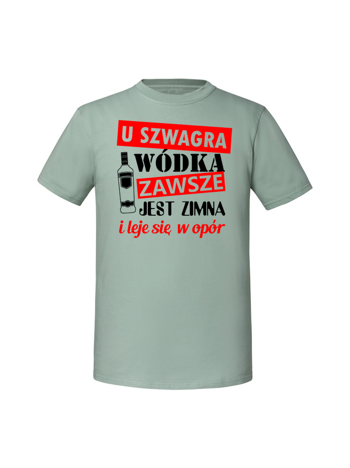 AL00058_mietowa.png Męska koszulka z nadrukiem – U szwagra wódka zawsze jest zimna - obrazek 1
