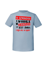 Męska koszulka  z nadrukiem – U szwagra wódka zawsze jest zimna - obrazek 7