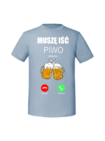 Męska koszulka  z nadrukiem – Piwo dzwoni muszę iść v1 - obrazek 7