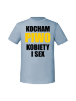 Męska koszulka  z nadrukiem – KOCHAM PIWO KOBIETY - obrazek 3