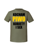Męska koszulka  z nadrukiem – KOCHAM PIWO KOBIETY - obrazek 5
