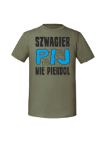 Męska koszulka  z nadrukiem – SZWAGIER PIJ - obrazek 3