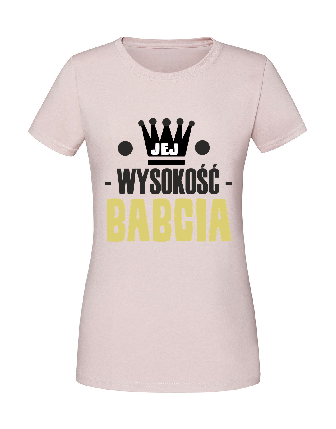 BB00007_pudrowy_roz.png Damska koszulka z nadrukiem – JEJ WYSOKOŚĆ BABCIA v1 - obrazek 1