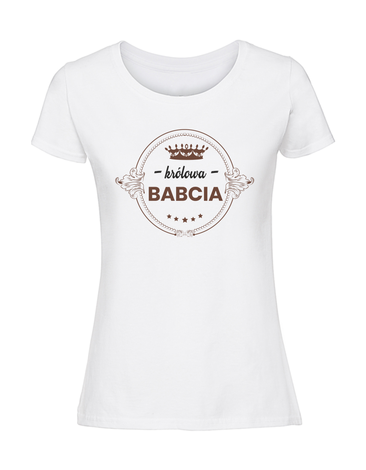 BB00020_biala.png Damska koszulka z nadrukiem – królowa babcia v1 - obrazek 1