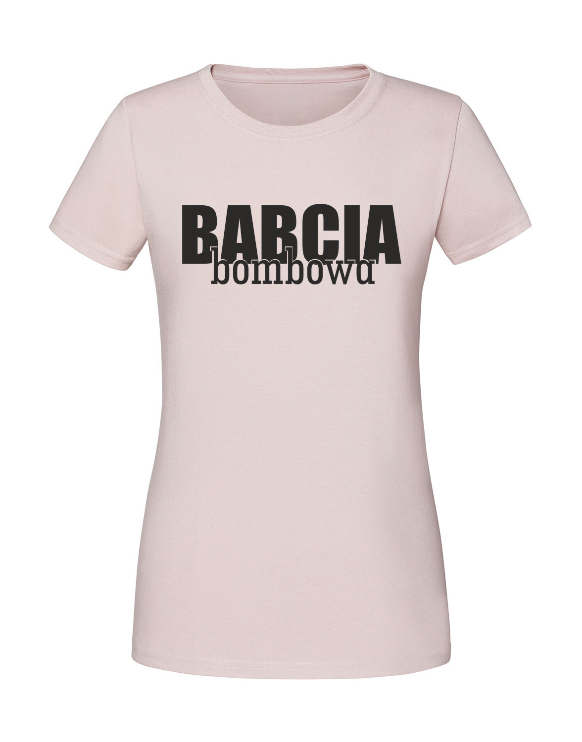 BB00031_pudrowy_roz.png Damska koszulka z nadrukiem – BABCIA BOMBOWA - obrazek 1