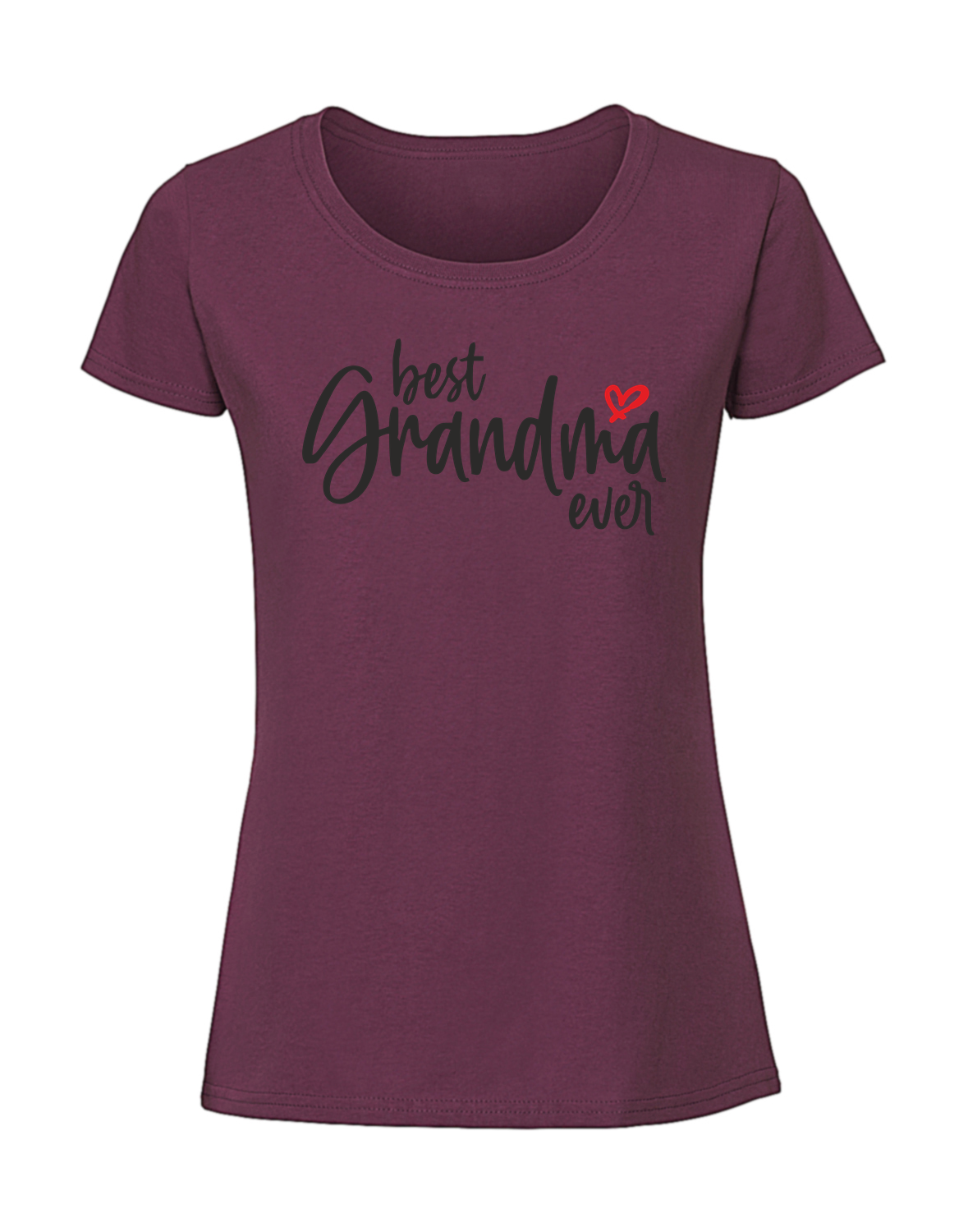BB00033_burgundowa.png Damska koszulka z nadrukiem – best grandma ever - obrazek 1