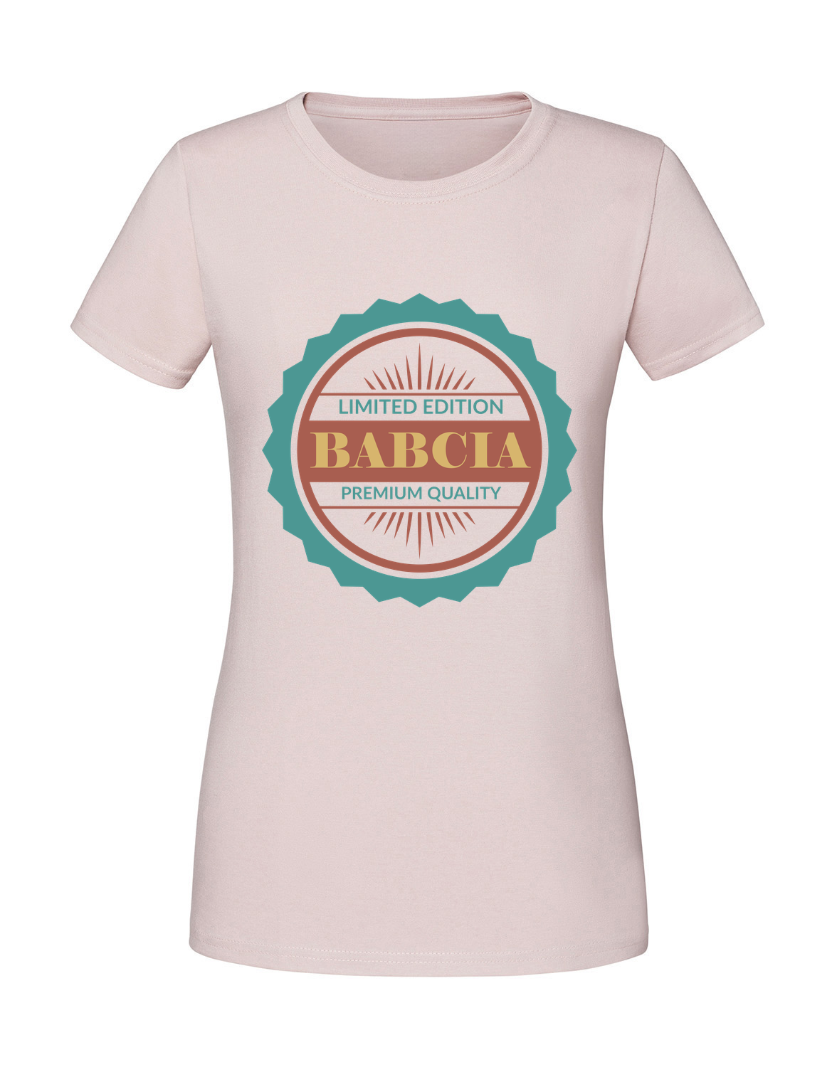 BB00035_pudrowy_roz.png Damska koszulka z nadrukiem – LIMITED EDITION BABCIA - obrazek 1
