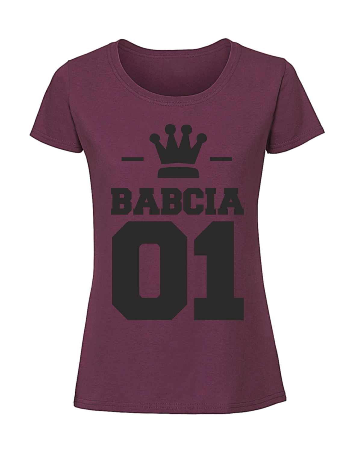 BB00036_burgundowa.png Damska koszulka z nadrukiem – babcia - obrazek 1