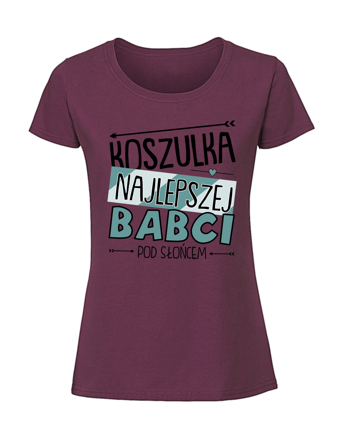 BB00038_burgundowa.png Damska koszulka z nadrukiem – KOSZULKA najlepszej babci pod słońcem - obrazek 1