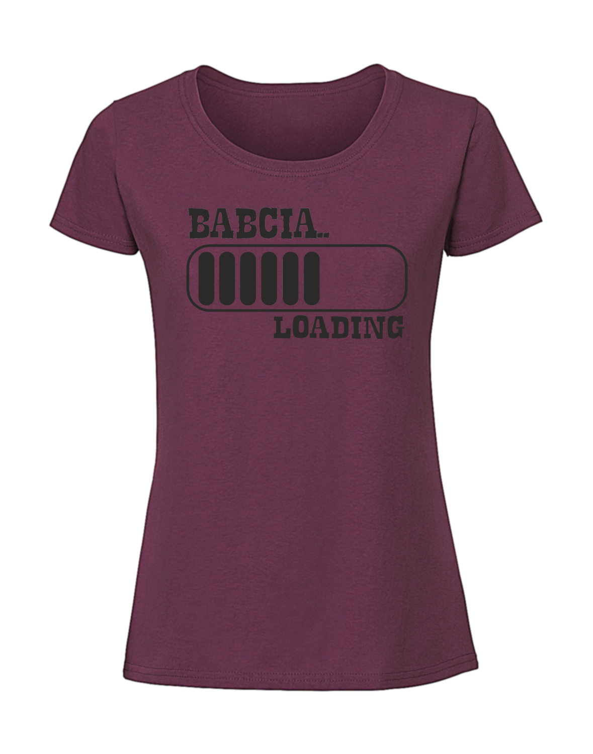 BB00039_burgundowa.png Damska koszulka z nadrukiem – Babcia loading - obrazek 1
