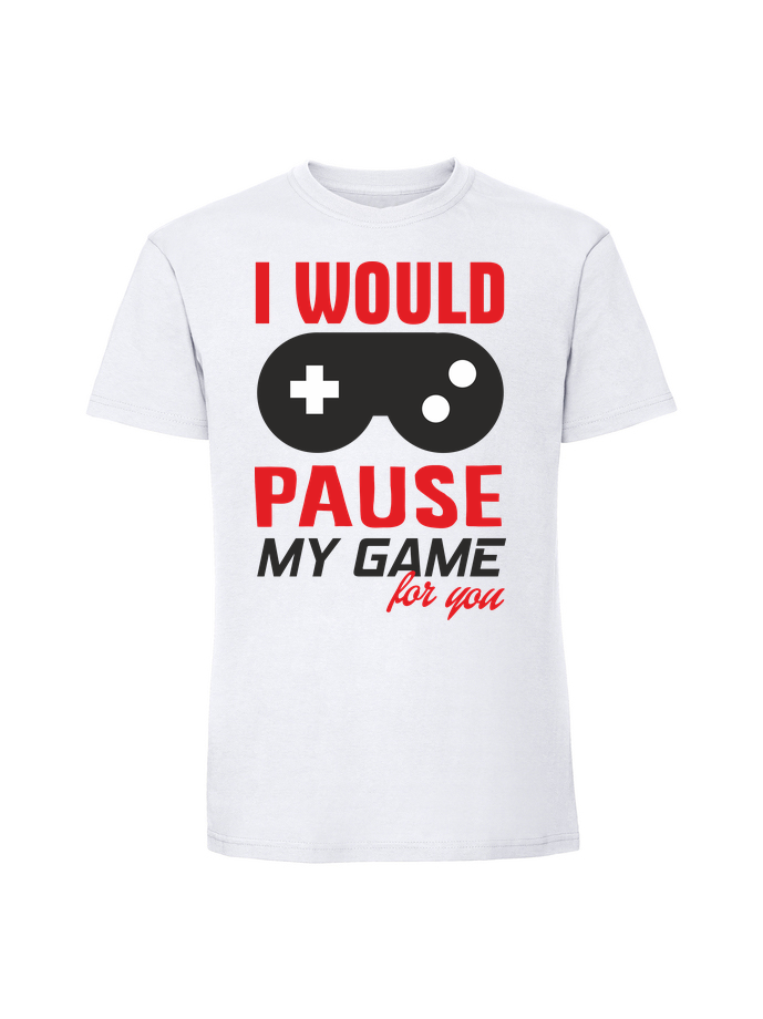 GA00002_biala.png Męska koszulka  z nadrukiem – I would pause my game for You - obrazek 2