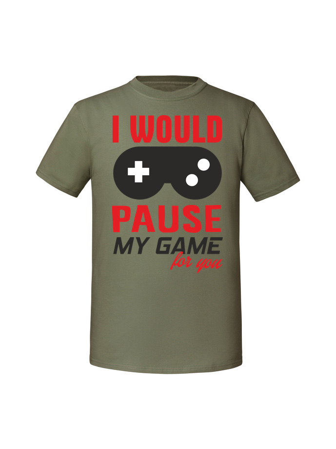 GA00002_olive.png Męska koszulka  z nadrukiem – I would pause my game for You - obrazek 3