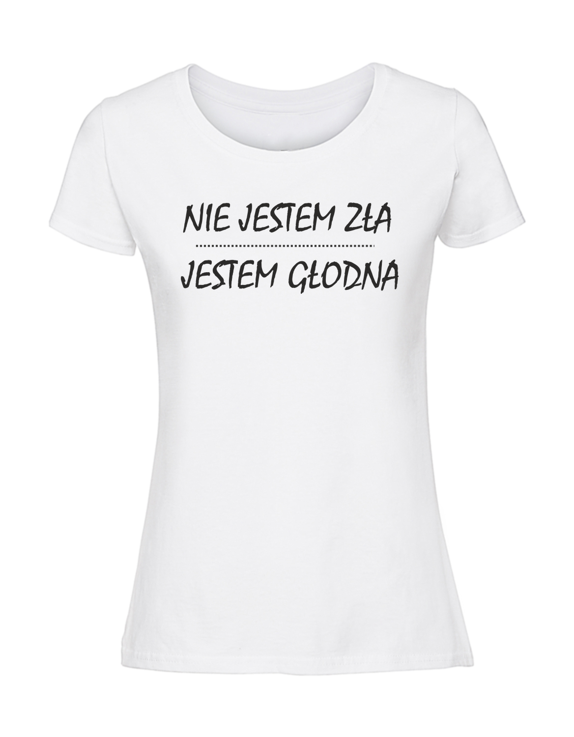 HH00034_biala.png Damska koszulka z nadrukiem – nie jestem zła jestem głodna - obrazek 1