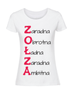 Damska koszulka  z nadrukiem – Zołza cechy