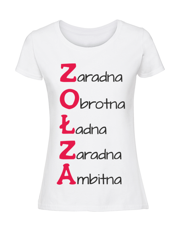 Damska koszulka  z nadrukiem – Zołza cechy