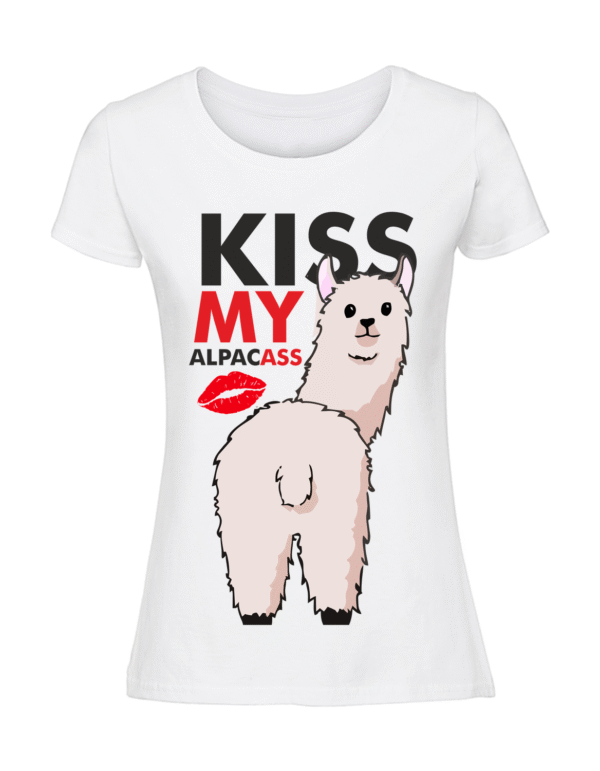 Damska koszulka  z nadrukiem – kiss my alpacas