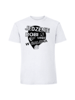 Męska koszulka  z nadrukiem – Jedzenie robi mnie w balona - obrazek 6