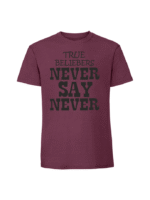 Męska koszulka  z nadrukiem – TRUE BELIEBERS NEVER SAY NEVER - obrazek 5