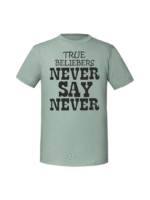 Męska koszulka  z nadrukiem – TRUE BELIEBERS NEVER SAY NEVER - obrazek 2