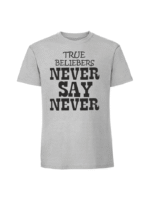 Męska koszulka  z nadrukiem – TRUE BELIEBERS NEVER SAY NEVER - obrazek 4