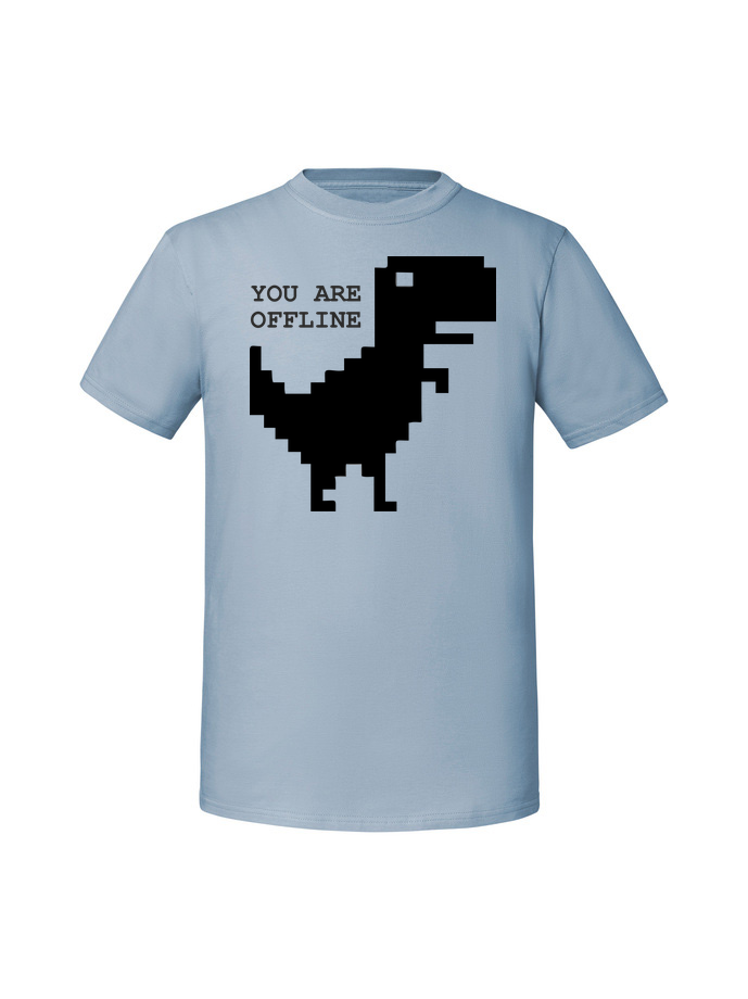 HU00126_mineralny_blekit.png Męska koszulka z nadrukiem – YOU ARE OFFLINE DINOZAUR - obrazek 1