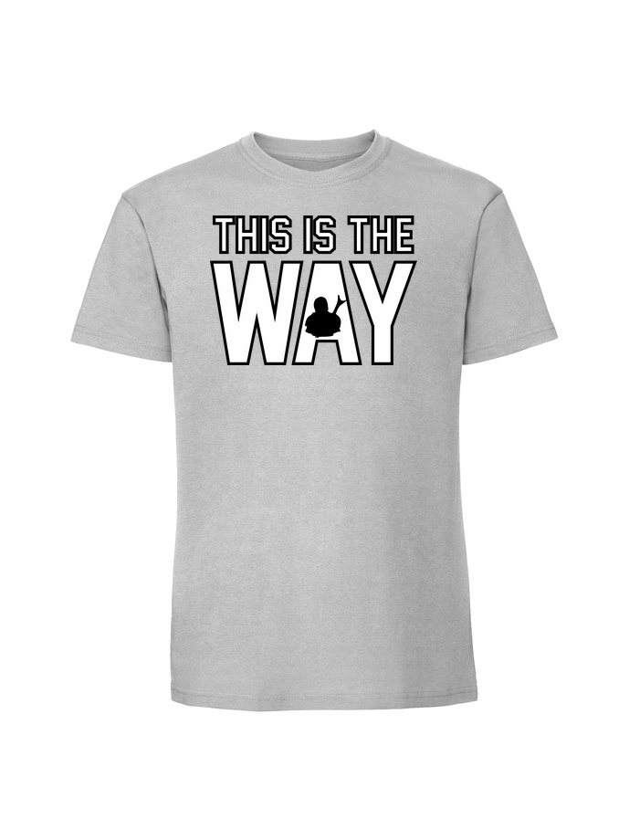 HU00137_pastelowy_szary.png Męska koszulka z nadrukiem – this is the way - obrazek 1